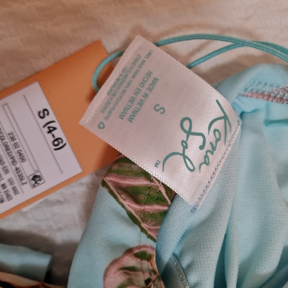 Kona Sol-Wrap-Front High Coverage One Piece Swimsuit,light blue Tropical Print - Picture 7 of 11